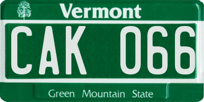 VT license plate CAK066