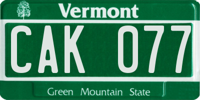 VT license plate CAK077