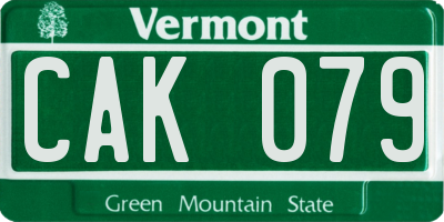 VT license plate CAK079