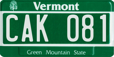 VT license plate CAK081