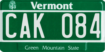VT license plate CAK084