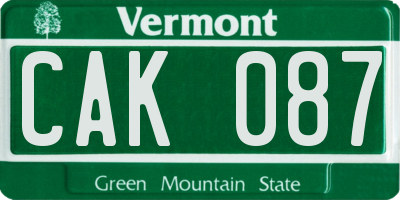 VT license plate CAK087
