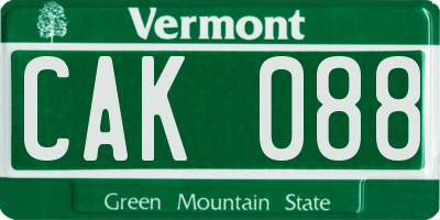 VT license plate CAK088