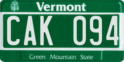 VT license plate CAK094