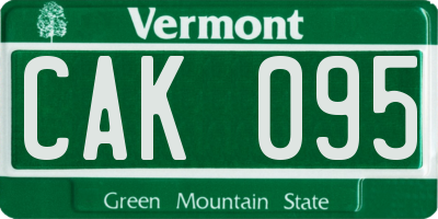 VT license plate CAK095