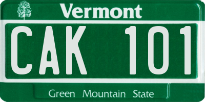 VT license plate CAK101