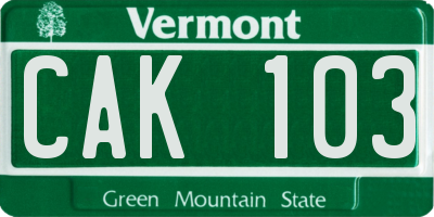 VT license plate CAK103