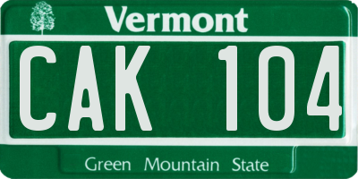 VT license plate CAK104