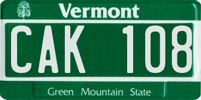 VT license plate CAK108