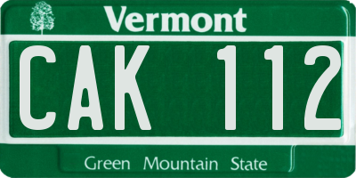 VT license plate CAK112