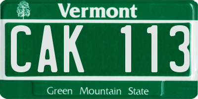 VT license plate CAK113