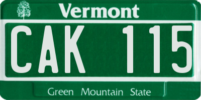 VT license plate CAK115