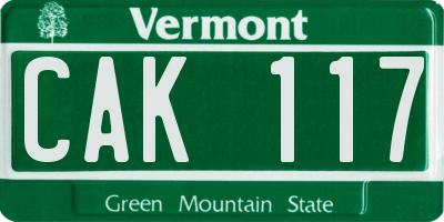 VT license plate CAK117