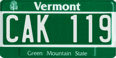 VT license plate CAK119