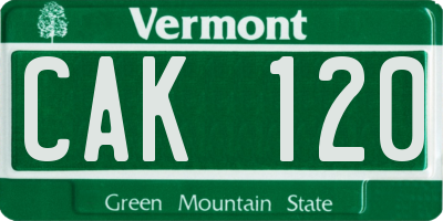 VT license plate CAK120