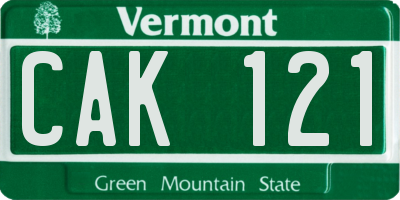 VT license plate CAK121
