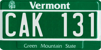 VT license plate CAK131