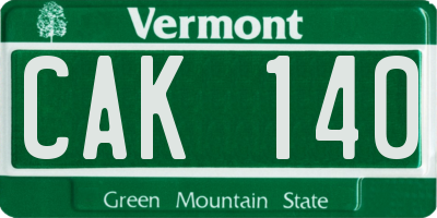VT license plate CAK140