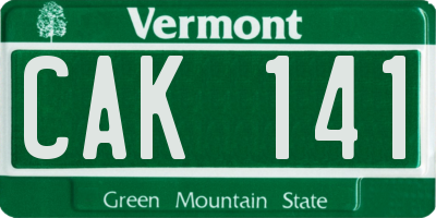 VT license plate CAK141