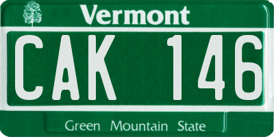 VT license plate CAK146