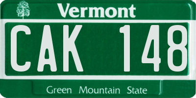 VT license plate CAK148