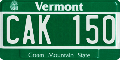 VT license plate CAK150