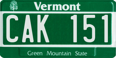 VT license plate CAK151