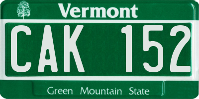 VT license plate CAK152