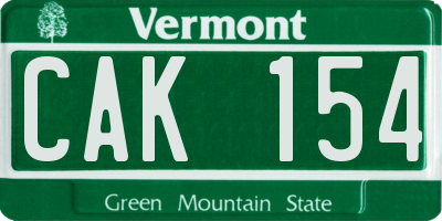 VT license plate CAK154