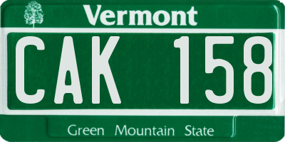 VT license plate CAK158
