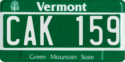 VT license plate CAK159