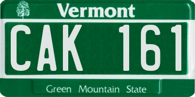 VT license plate CAK161