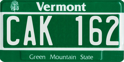 VT license plate CAK162
