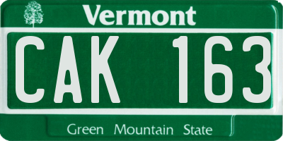 VT license plate CAK163