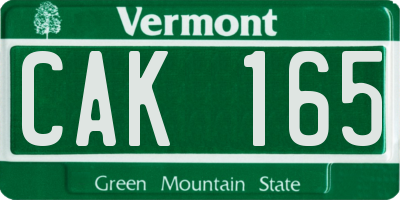 VT license plate CAK165