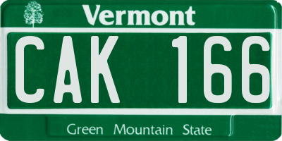 VT license plate CAK166