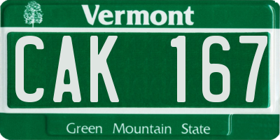 VT license plate CAK167
