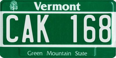 VT license plate CAK168