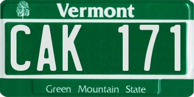VT license plate CAK171