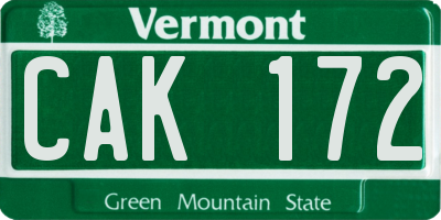 VT license plate CAK172