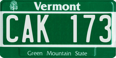 VT license plate CAK173