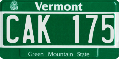 VT license plate CAK175