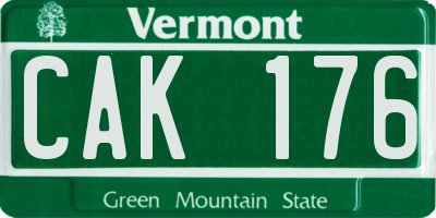 VT license plate CAK176