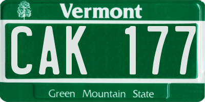 VT license plate CAK177