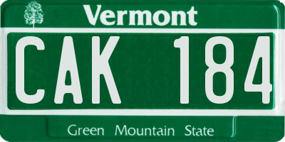 VT license plate CAK184