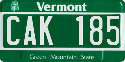 VT license plate CAK185