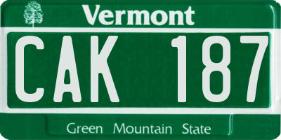 VT license plate CAK187