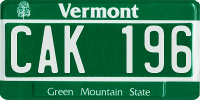 VT license plate CAK196