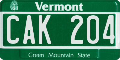 VT license plate CAK204
