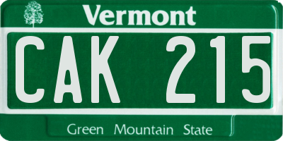 VT license plate CAK215